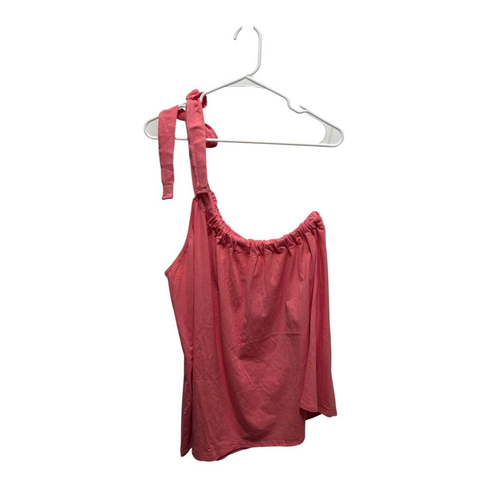 BiB! Pink One-Shoulder Tied Shoulder Tank Top Size XL